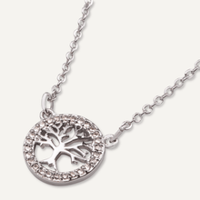 Load image into Gallery viewer, Tree of Life Pendant Necklace In White Gold &amp; Cubic Zirconia
