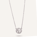 Tree of Life Pendant Necklace In White Gold & Cubic Zirconia