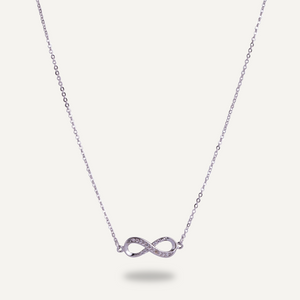 Infinity Symbol Pendant Necklace - White Gold & Cubic Zirconia