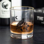 Gothic Raven Drinking Whiskey Glass