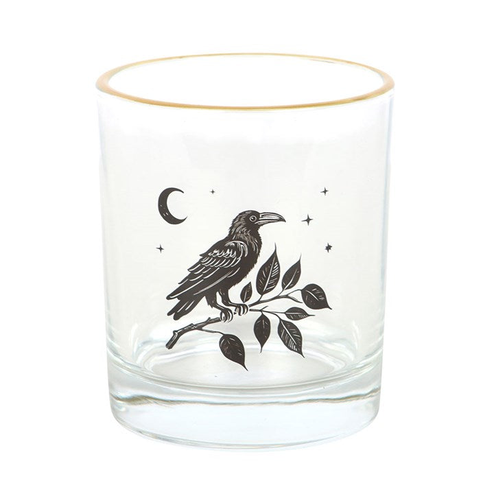 Gothic Raven Drinking Whiskey Glass