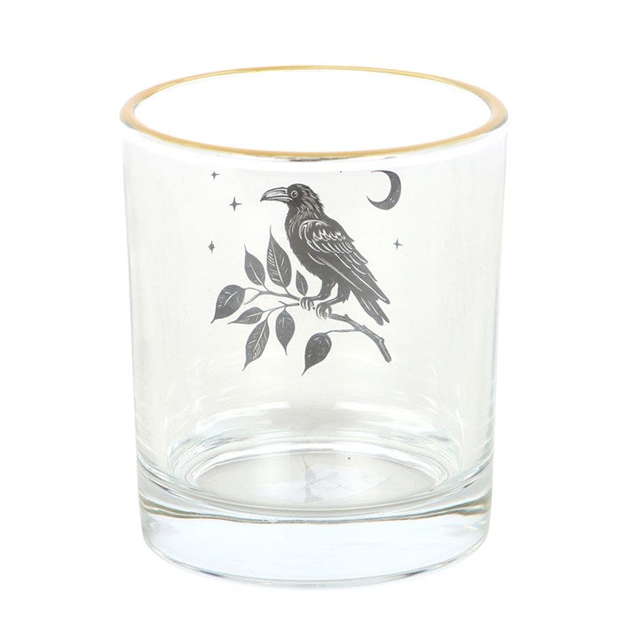 Gothic Raven Drinking Whiskey Glass