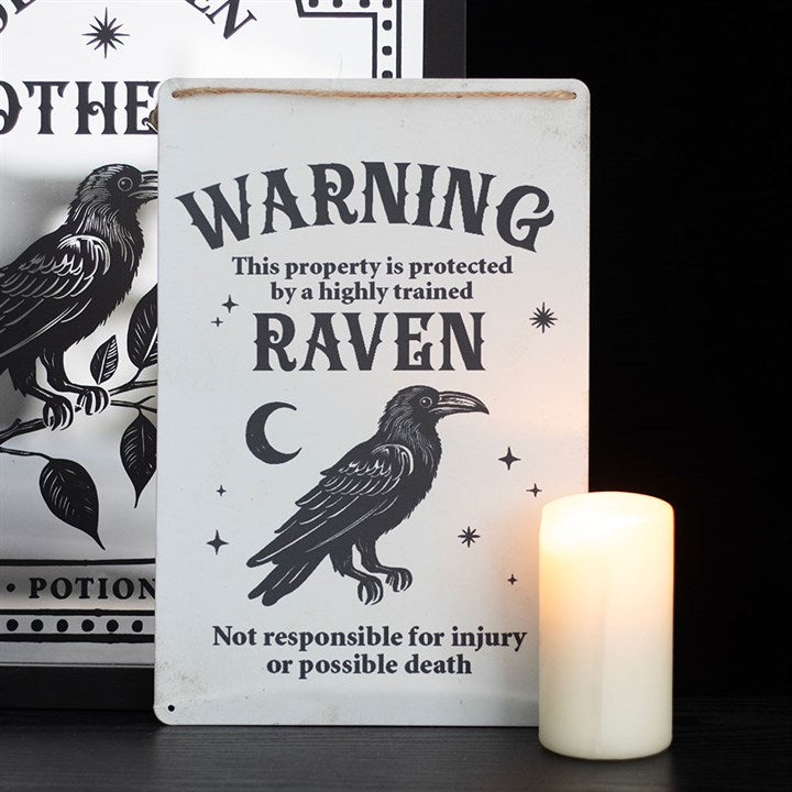 Protected By A Raven Gothic Sign