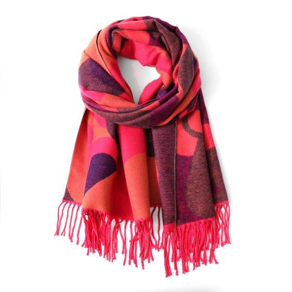 Cashmere Scarf - Abstract Navy & Fuchsia