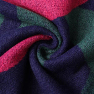 Cashmere Scarf - Abstract Navy, Green & Fuchsia