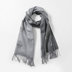 Cashmere Bees Scarf - Grey