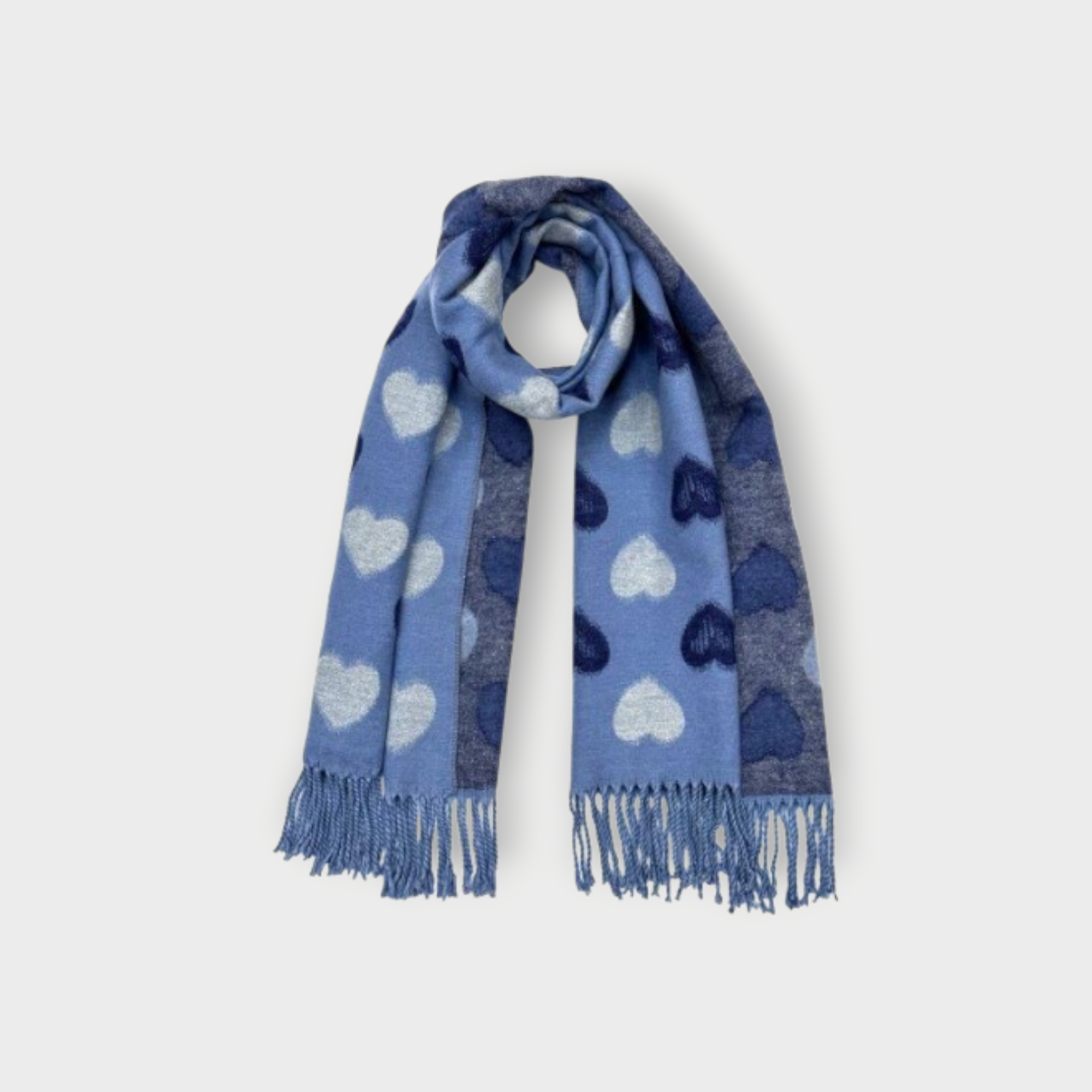 Cashmere Reversible Retro Heart Scarf – Blue
