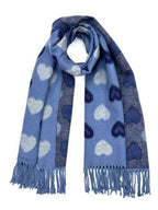 Cashmere Reversible Retro Heart Scarf – Blue
