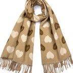 Cashmere Reversible Retro Heart Scarf – Camel