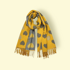 Cashmere Reversible Retro Heart Scarf – Mustard