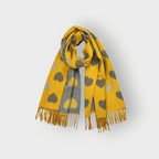 Cashmere Reversible Retro Heart Scarf – Mustard