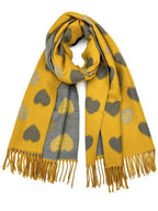 Cashmere Reversible Retro Heart Scarf – Mustard