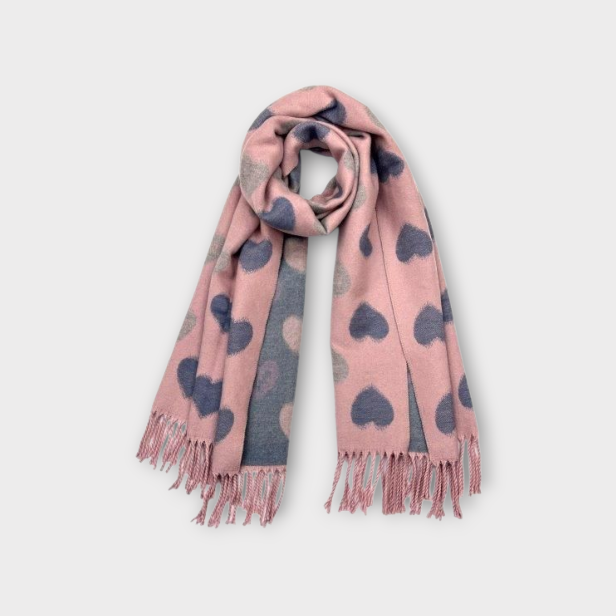 Cashmere Reversible Retro Heart Scarf – Pink