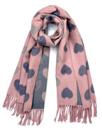 Cashmere Reversible Retro Heart Scarf – Pink