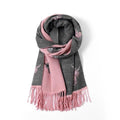 Cashmere Highland Cow Scarf - Black/Pink