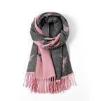 Cashmere Highland Cow Scarf - Black/Pink