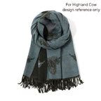 Cashmere Highland Cow Scarf - Black/Pink