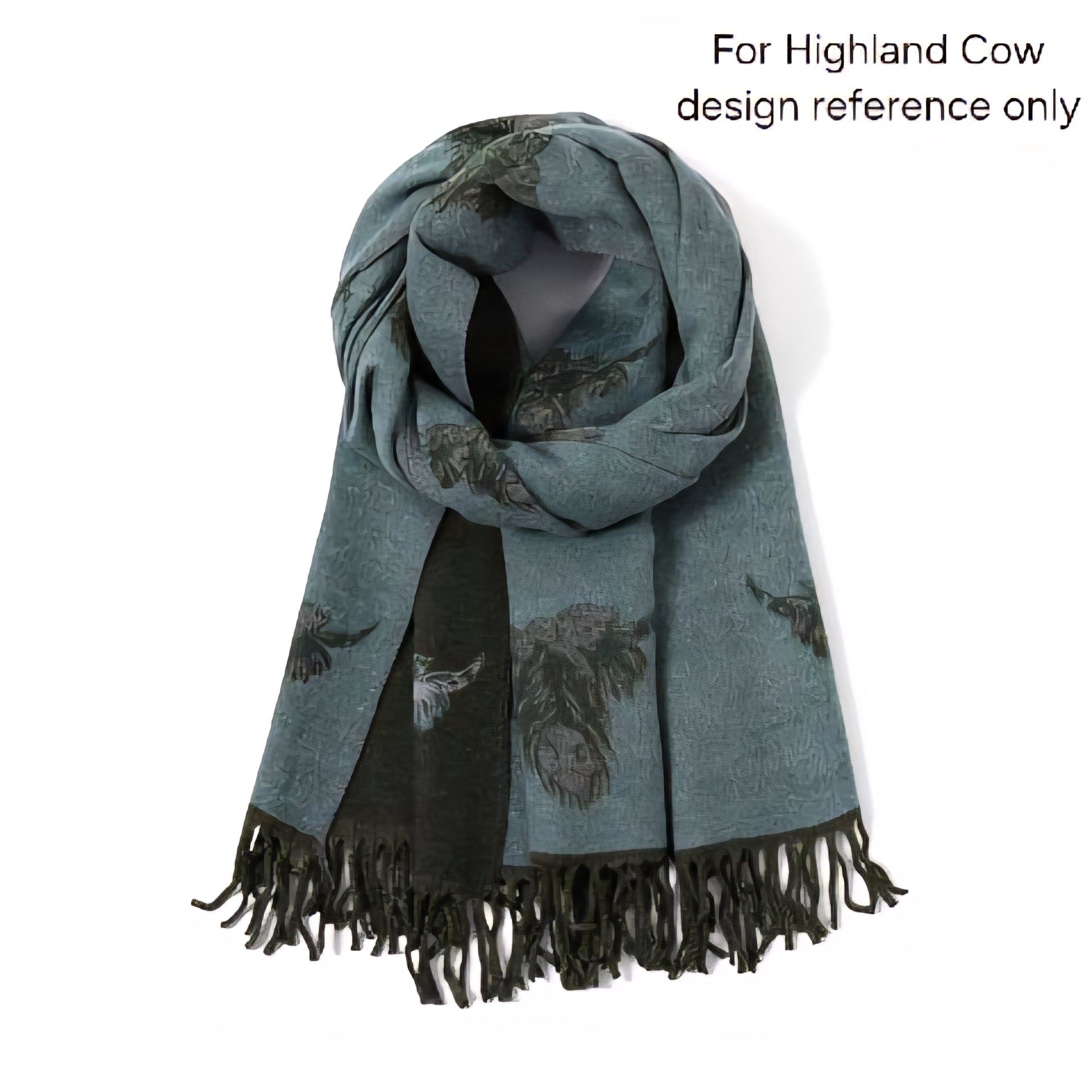 Cashmere Highland Cow Scarf - Black/Pink