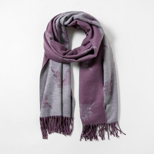 Cashmere Highland Cow Scarf - Purple