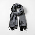 Cashmere Highland Cow Scarf - Grey/Black