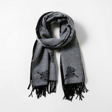 Load image into Gallery viewer, Cashmere Highland Cow Scarf - Grey/Black
