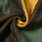 Cashmere Reversible Leaves Scarf – Mustard & Green