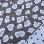 Cashmere Reversible Leopard Print & Stars Scarf - Pale Blue