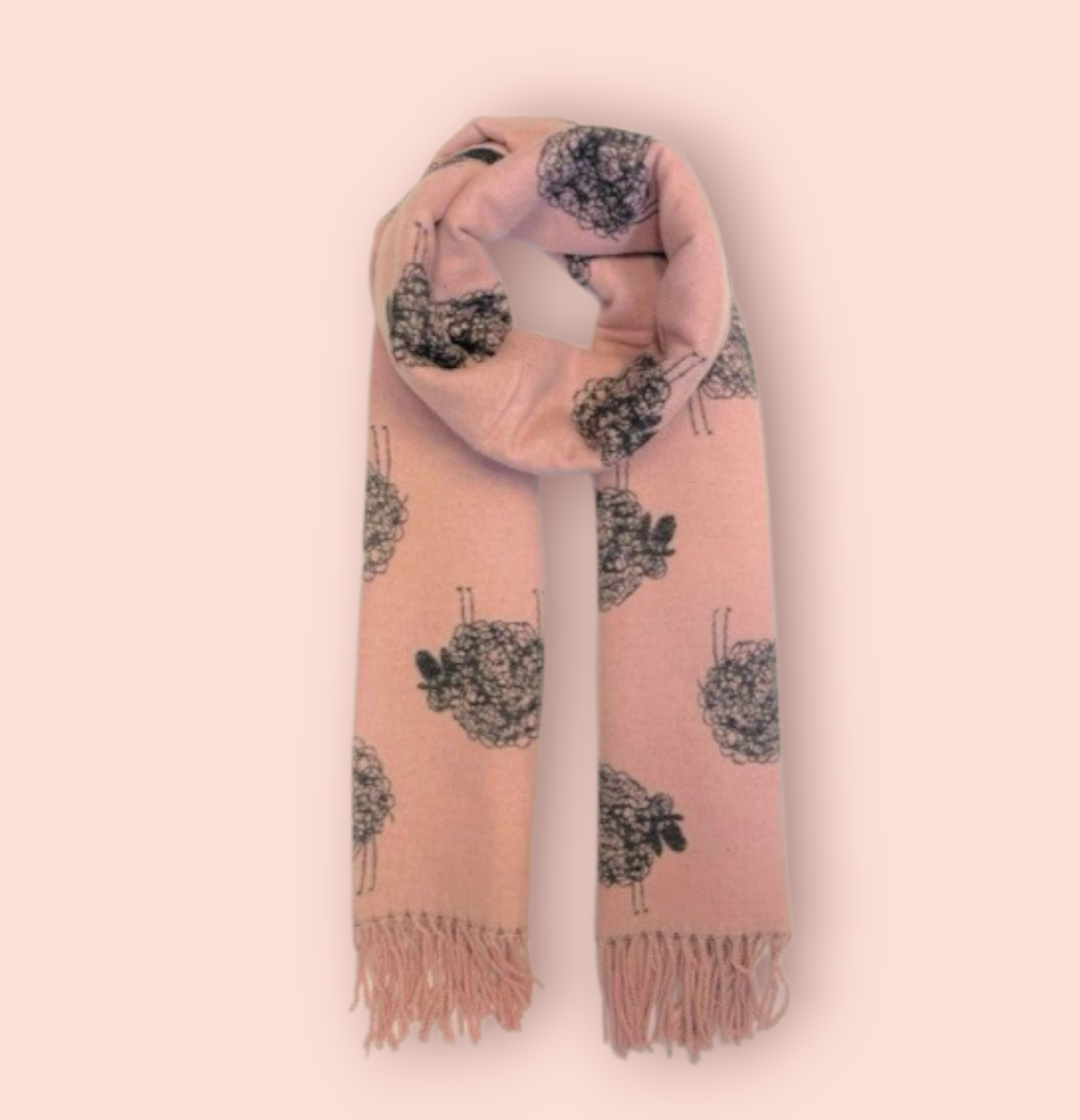 Cashmere Sheep Scarf - Black/Pink