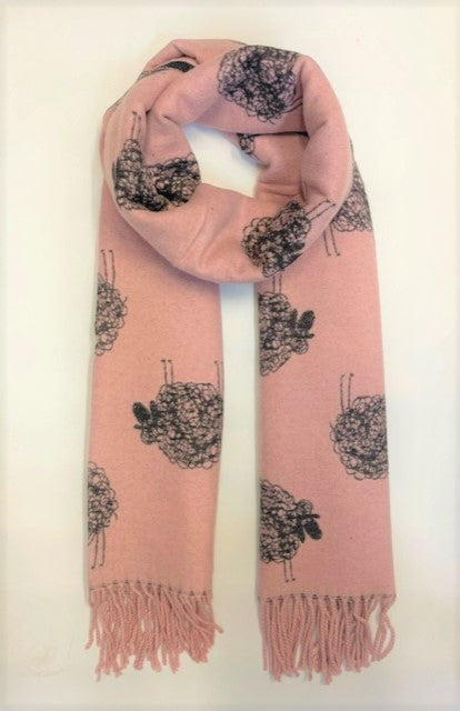 Cashmere Sheep Scarf - Black/Pink