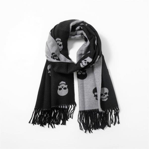 Cashmere Skulls Scarf - Black