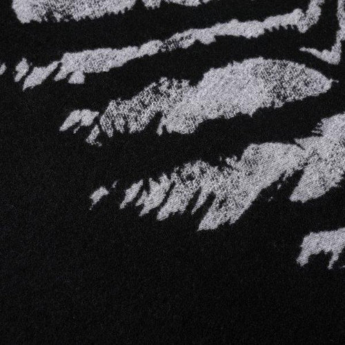 Cashmere Reversible Zebra Print Scarf - Black/Grey