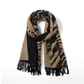 Cashmere Reversible Zebra Print Design Scarf - Beige/Black