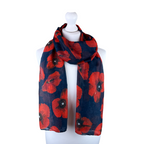 Large Poppy Print Scarf - Lightweight
