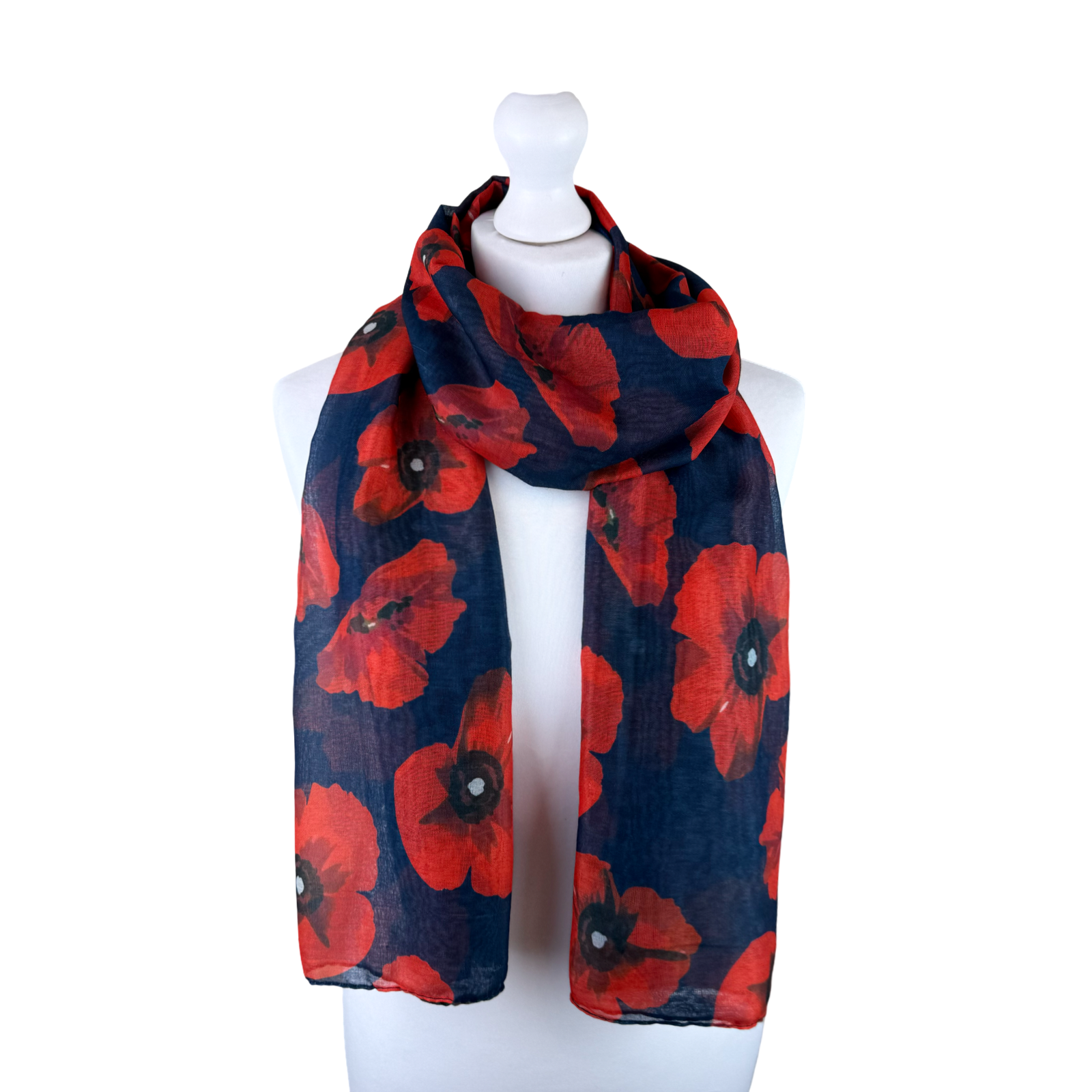 Large Poppy Print Scarf - Lightweight