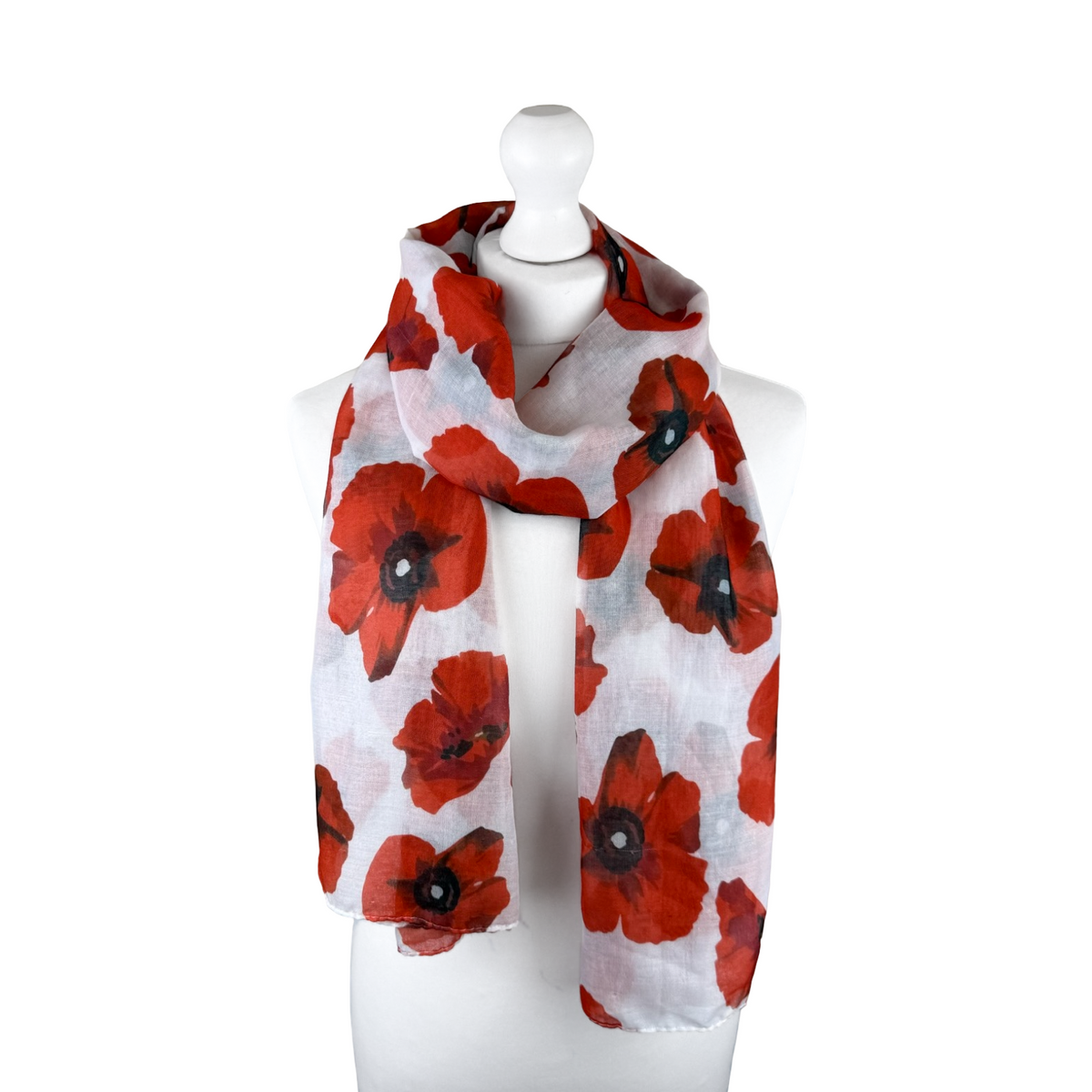 Large Poppy Print Scarf - Lightweight