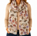 Autumn Leaves Shimmer Scarf - Watercolour Leaf Print - Lightweight