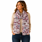 Autumn Leaves Shimmer Scarf - Watercolour Leaf Print - Lightweight Autumn Scarf