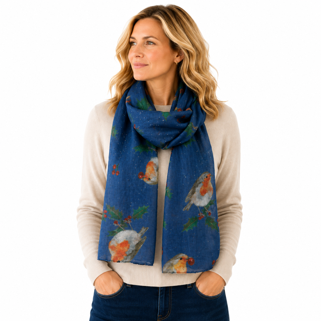 Shimmer Christmas Robin Scarf