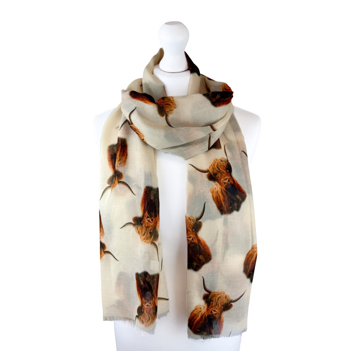 Highland Cow Print Scarf - Lightweight
