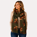 Highland Cow Print Scarf - Lightweight