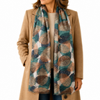 Soft Touch Metallic Leaf Print Scarf