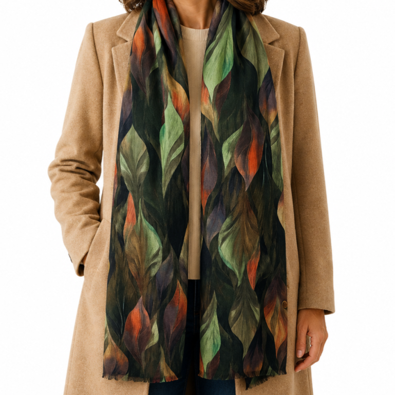 Autumn Leaf Print Scarf