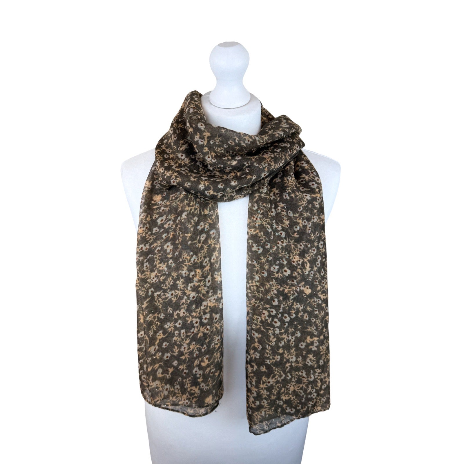 Autumn Floral Shimmer Scarf - Lightweight