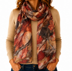 Bold Autumn Leaves Shimmer Scarf - Lightweight