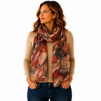 Bold Autumn Leaves Shimmer Scarf - Lightweight