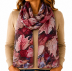 Bold Autumn Leaves Shimmer Scarf - Lightweight