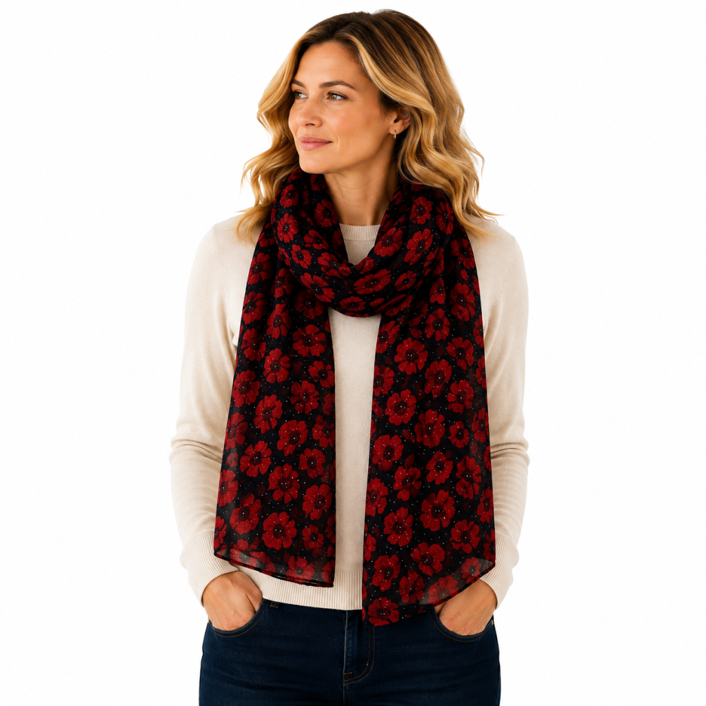 Poppy Shimmer Scarf - Lightweight
