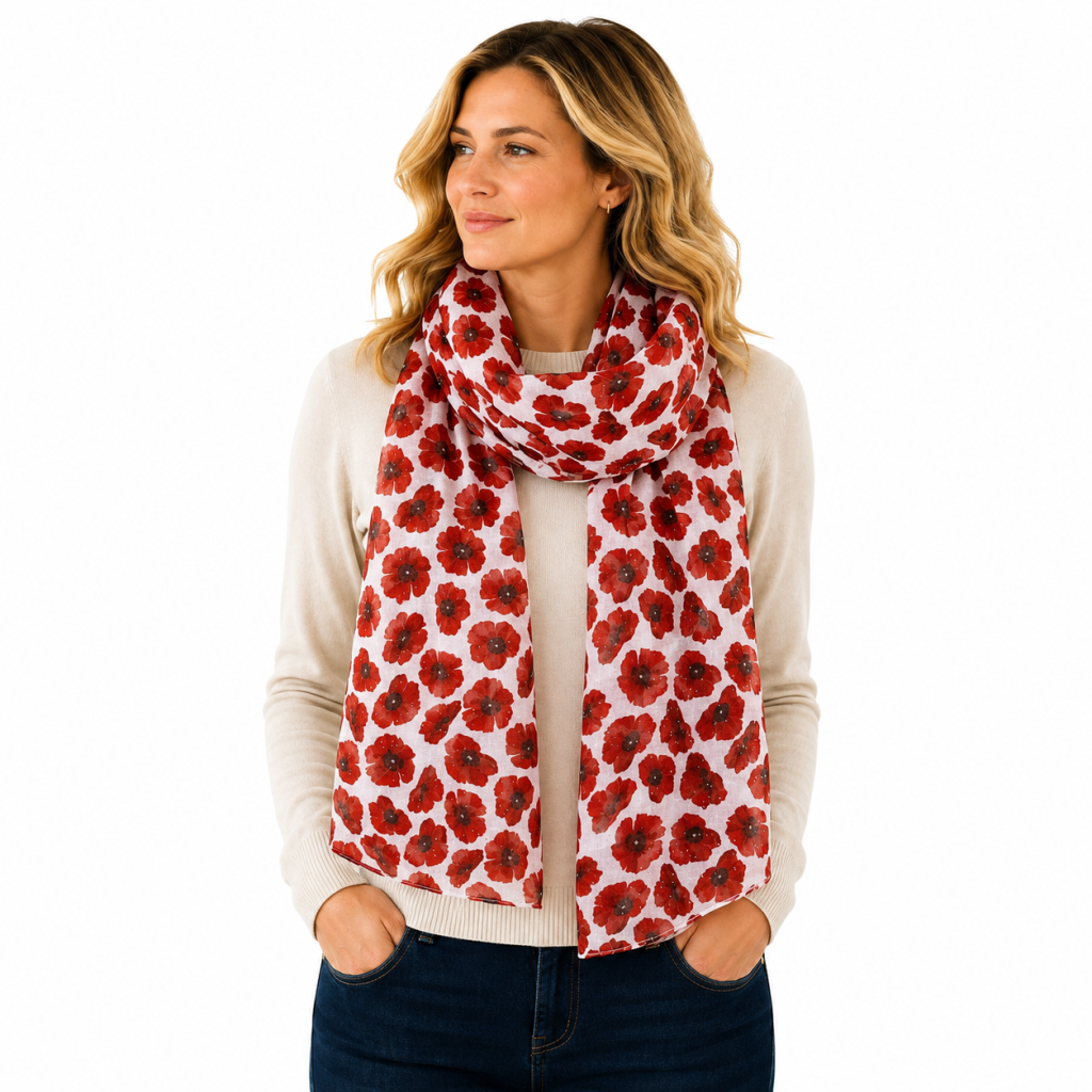 Poppy Shimmer Scarf - Lightweight