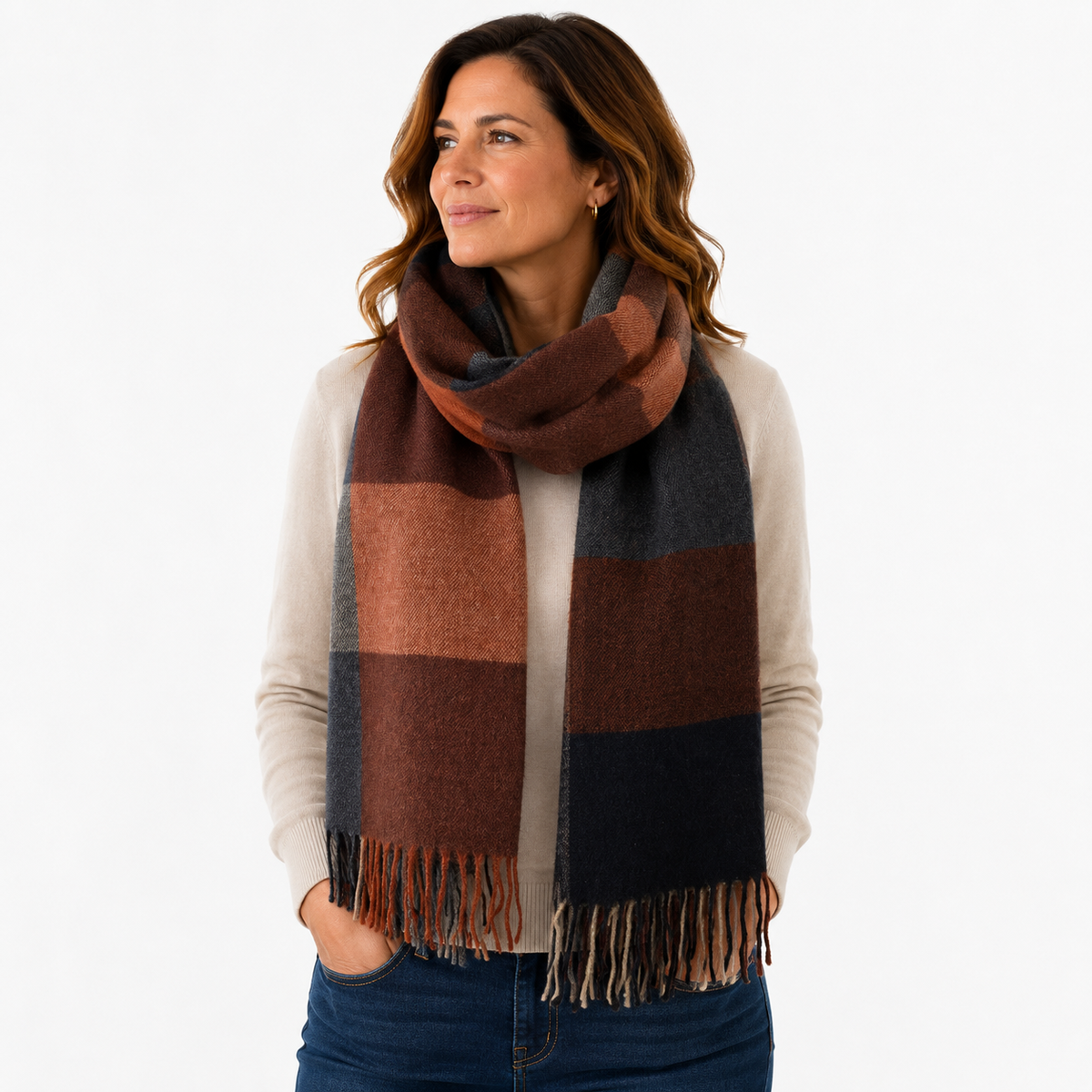 Soft Feel Checked Blanket Scarf