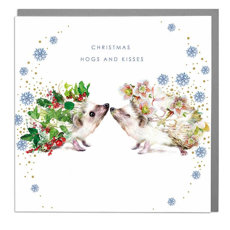 Christmas Card - Hedgehogs Hugs & Kisses